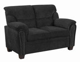 Clementine Upholstered Loveseat With Nailhead Trim Grey