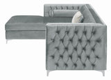 Bellaire Button-Tufted Upholstered Sectional Silver