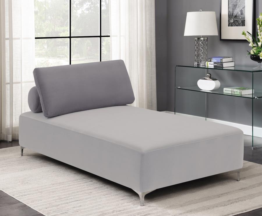 Upholstered Accent Chaise With Removable Pillow Grey