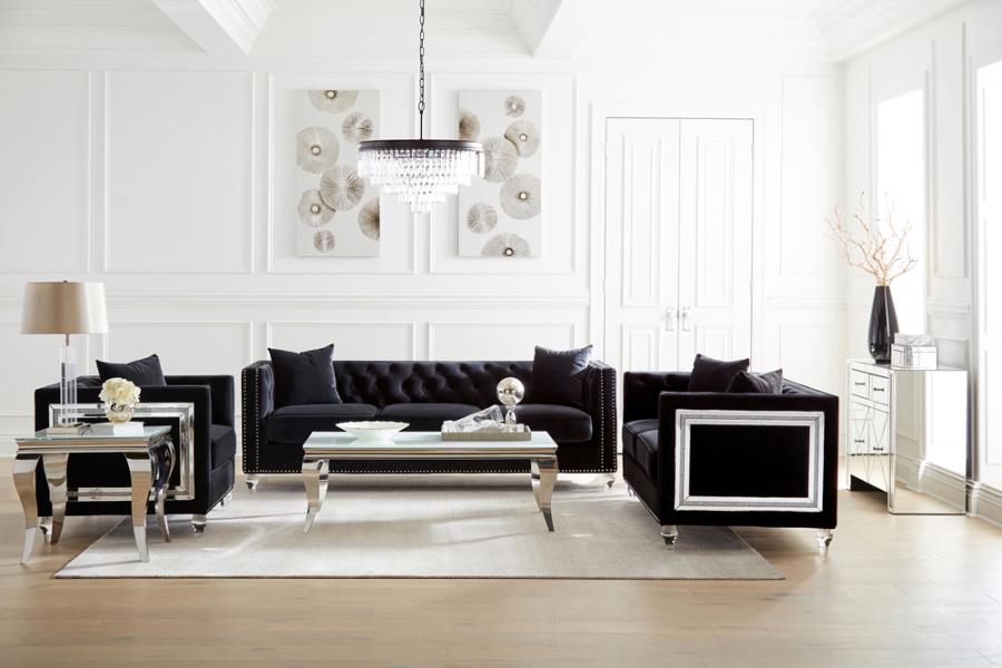 Delilah Upholstered Black 2-Piece Living Room Set