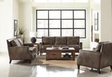 Leaton Brown Sugar 3-Piece Upholstered Recessed Arm Sofa Set