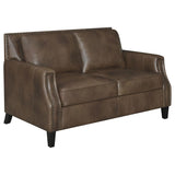 Leaton Brown Sugar 3-Piece Upholstered Recessed Arm Sofa Set