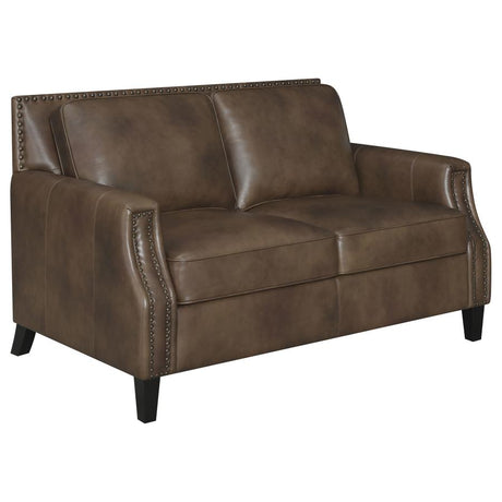 Leaton Brown Sugar 3-Piece Upholstered Recessed Arm Sofa Set