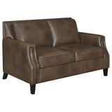 Leaton Brown Sugar 3-Piece Upholstered Recessed Arm Sofa Set