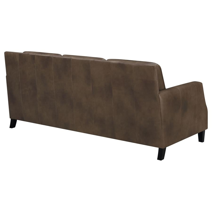 Leaton Upholstered Recessed Arms Sofa Brown Sugar