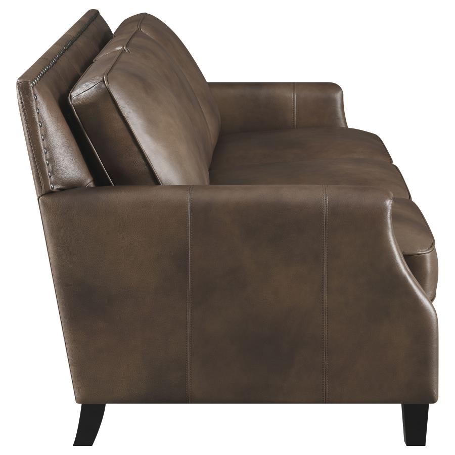 Leaton Upholstered Recessed Arms Sofa Brown Sugar