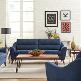Gano Sloped Arm Upholstered Sofa Navy Blue