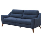 Gano Sloped Arm Upholstered Sofa Navy Blue