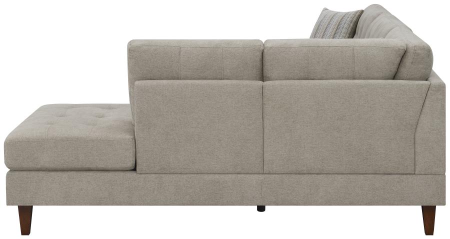 Barton Upholstered Tufted Sectional Toast And Brown