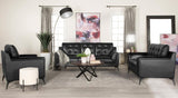 Moira Upholstered Tufted With Track Arms Black 3-Piece Living Room Set