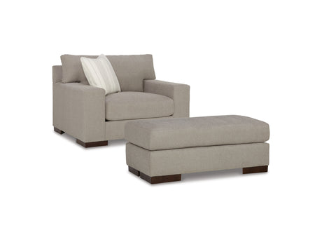 Maggie Flax Oversized Chair And Ottoman