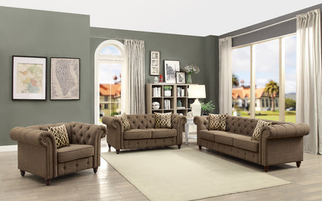 Aurelia Brown Linen Sofa