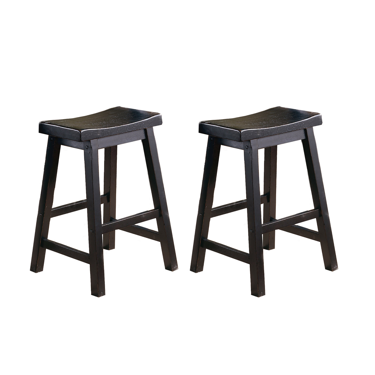 Saddleback Black Counter Height Stool, Set of 2