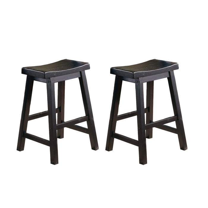 Saddleback Black Counter Height Stool, Set of 2
