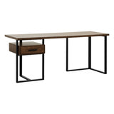 Sedley Walnut And Rustic Black Metal Return Desk
