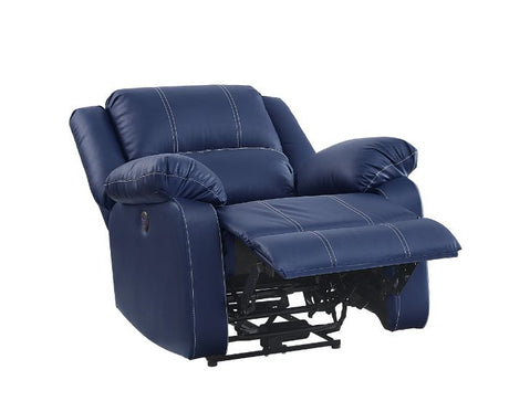 Zuriel Blue Synthetic Leather Recliner
