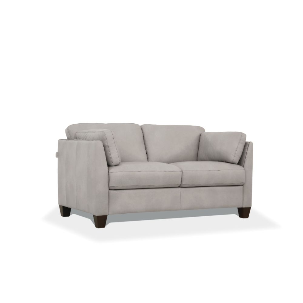 Matias Dusty White Leather Loveseat