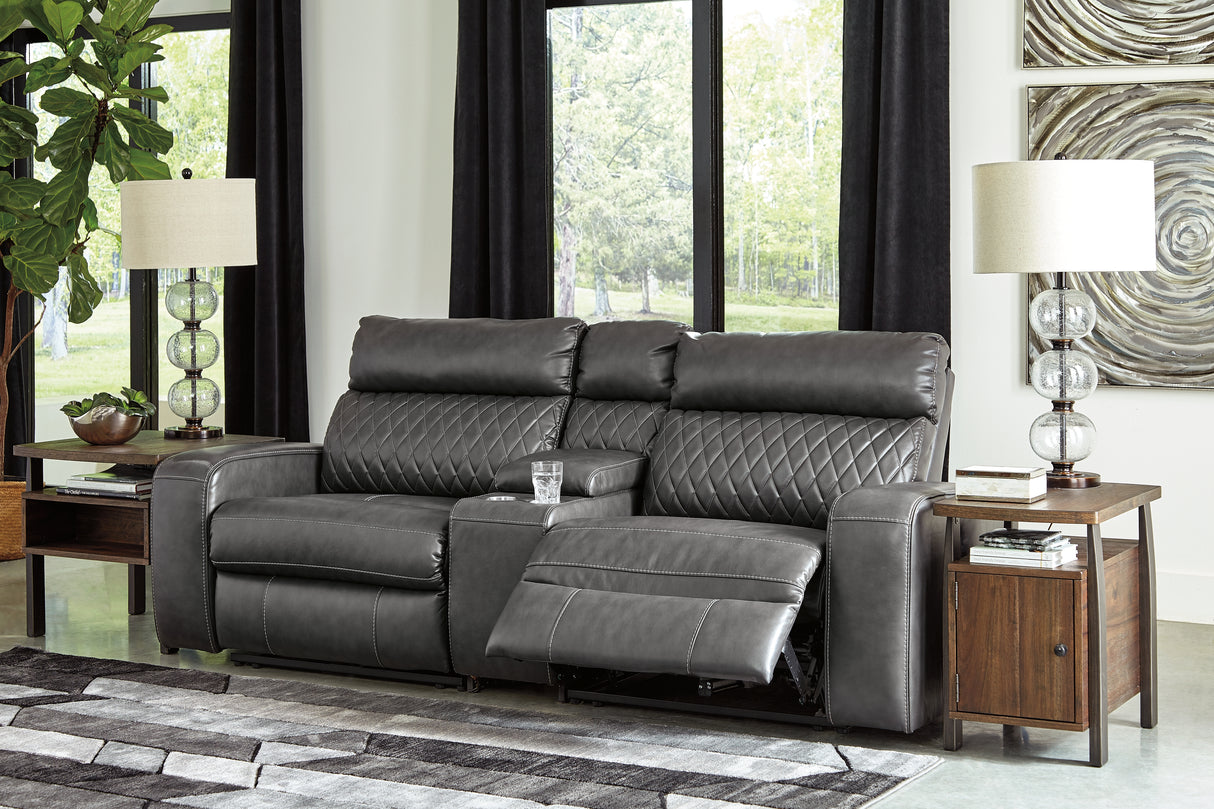 Samperstone Gray 3-Piece Power Reclining Sectional