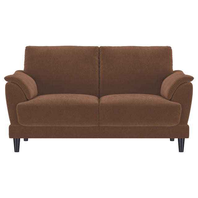 Selma 2-piece Velvet Upholstered Crescent Arm Sofa Set Rust