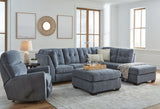 Marleton Denim 2-Piece Sleeper Right-Arm Facing Sectional, Recliner And Oversized Accent Ottoman