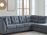 Marleton Denim 2-Piece Sleeper Right-Arm Facing Sectional, Recliner And Oversized Accent Ottoman