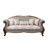 Miyeon Fabric & Cherry Finish Sofa