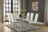 Florian White Metal Dining Table, Glass Top