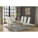 Florian White Metal Dining Table, Glass Top