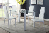 Florian White Metal Dining Table, Glass Top