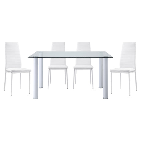 Florian White Dining Table, Glass Top