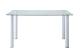 Florian White Metal Dining Table, Glass Top