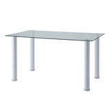 Florian White Metal Dining Table, Glass Top