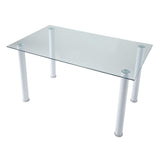 Florian White Metal Dining Table, Glass Top