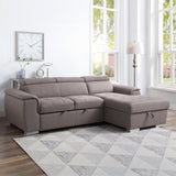Haruko Light Brown Fabric Sectional Sofa