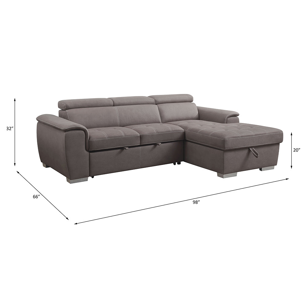 Haruko Light Brown Fabric Sectional Sofa