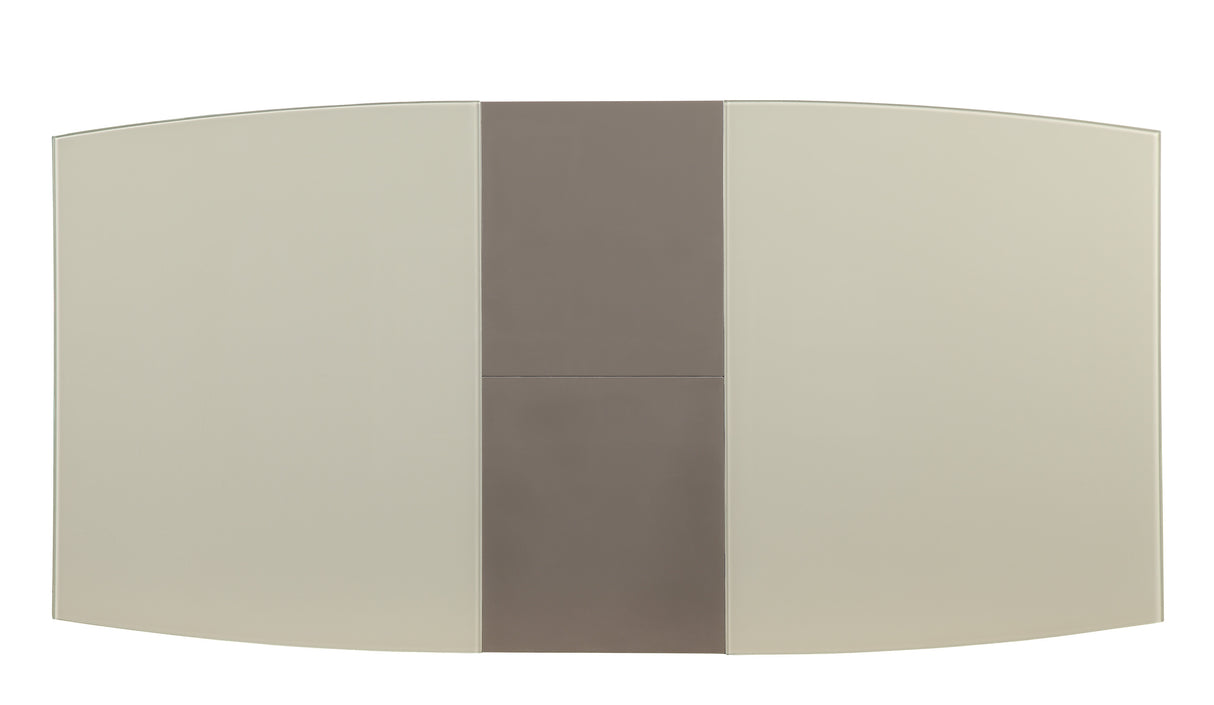 Glissand 3-Tone Ultra-Bright High Gloss White, Gray-Taupe And Chrome Dining Table
