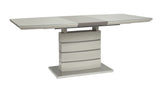 Glissand 3-Tone Ultra-Bright High Gloss White, Gray-Taupe And Chrome Dining Table