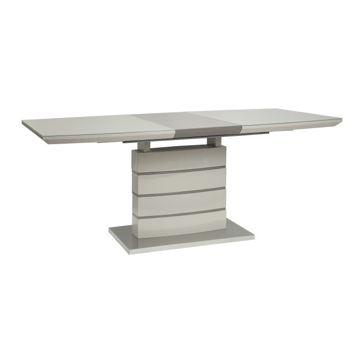 Glissand 3-Tone Ultra-Bright High Gloss White, Gray-Taupe And Chrome Dining Table