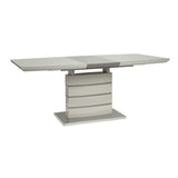 Glissand 3-Tone Ultra-Bright High Gloss White, Gray-Taupe And Chrome Dining Table