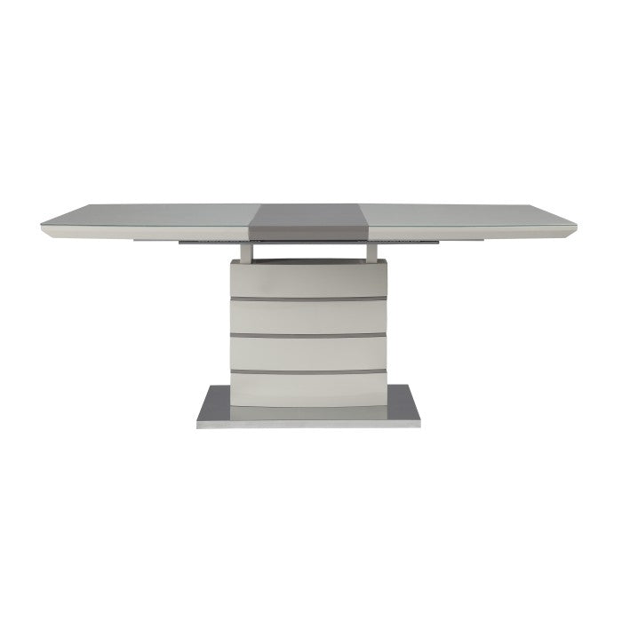 Glissand 3-Tone Ultra-Bright High Gloss White, Gray-Taupe And Chrome Dining Table