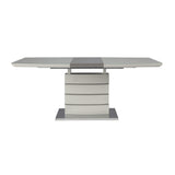Glissand 3-Tone Ultra-Bright High Gloss White, Gray-Taupe And Chrome Dining Table
