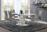 Glissand 3-Tone Ultra-Bright High Gloss White, Gray-Taupe And Chrome Dining Table
