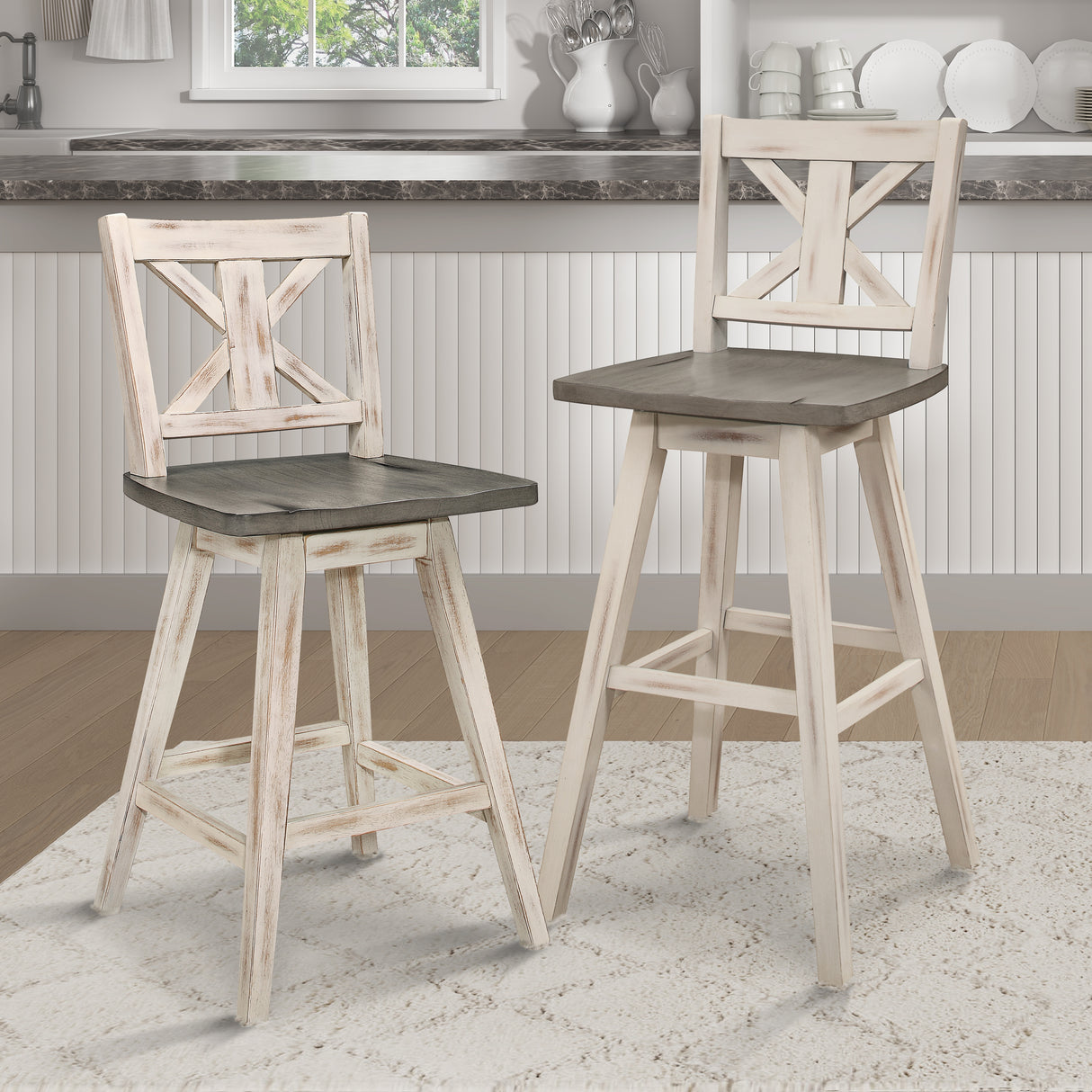 Amsonia Gray/White Swivel Counter Chair