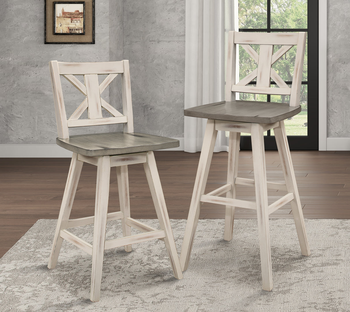 Amsonia Gray/White Swivel Counter Chair