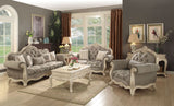 Ragenardus Gray Fabric & Antique White Finish Sofa