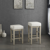 Pittsville White/Espresso Pub Height Stool, Set of 2