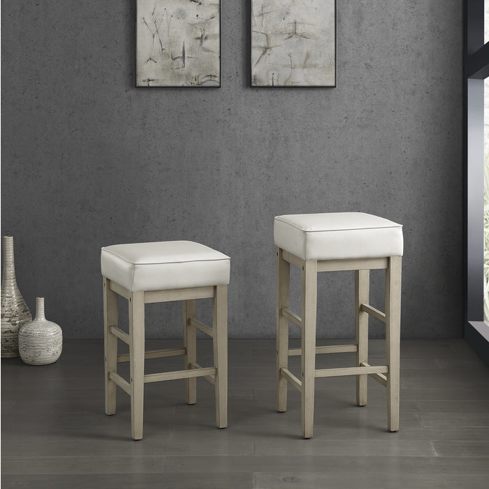 Pittsville White/Espresso Pub Height Stool, Set of 2