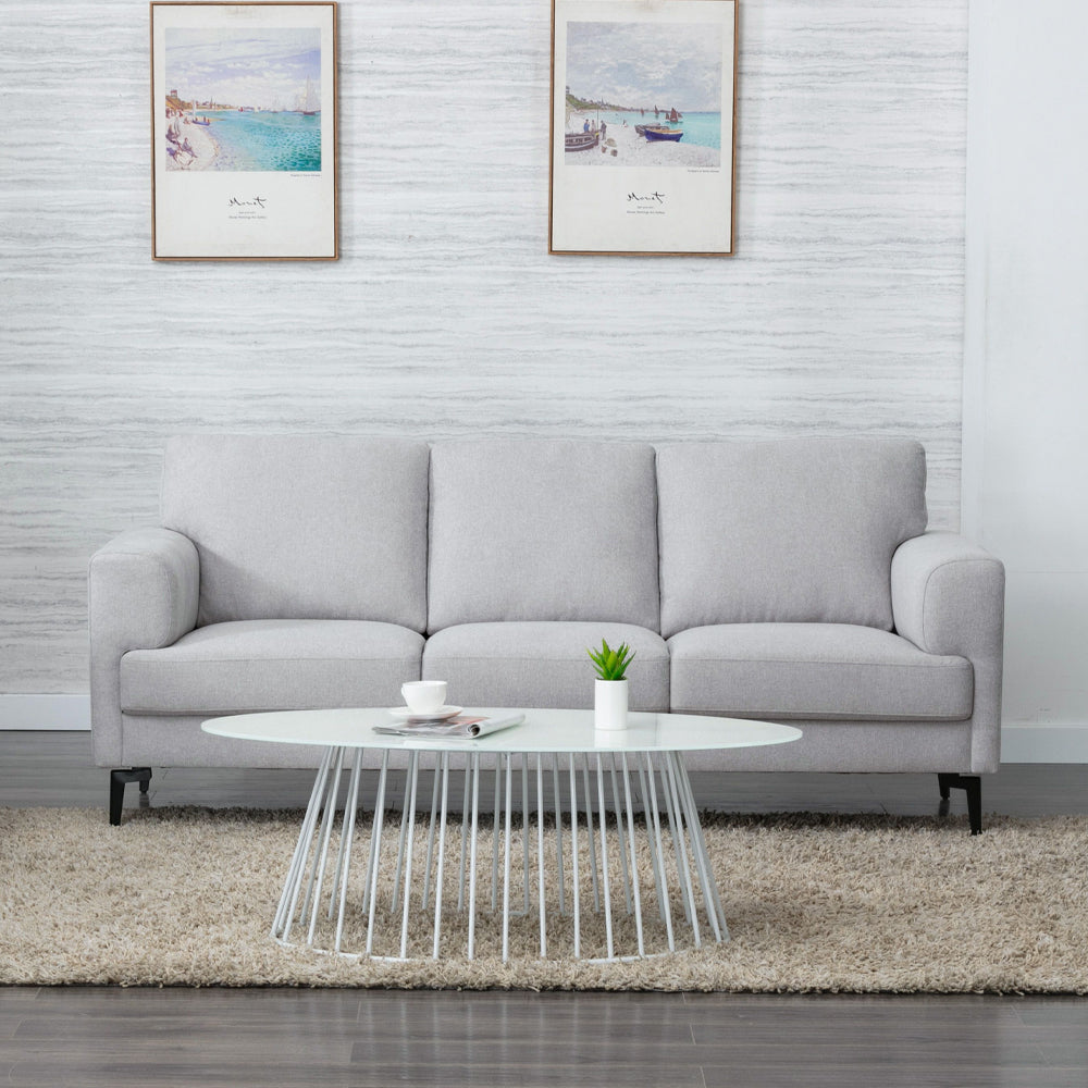 Kyrene Light Gray Linen Sofa