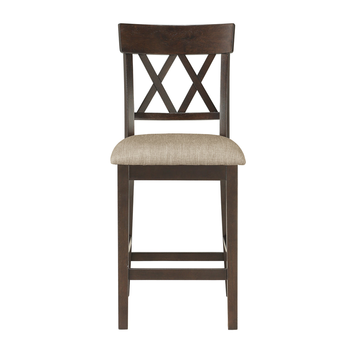 Balin Dark Brown Counter Height Chair, Double X Back