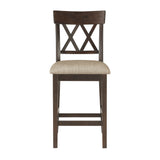 Balin Dark Brown Counter Height Chair, Double X Back